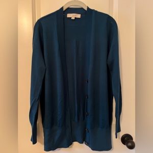 LOFT Deep Blue Boyfriend Cardigan Sweater